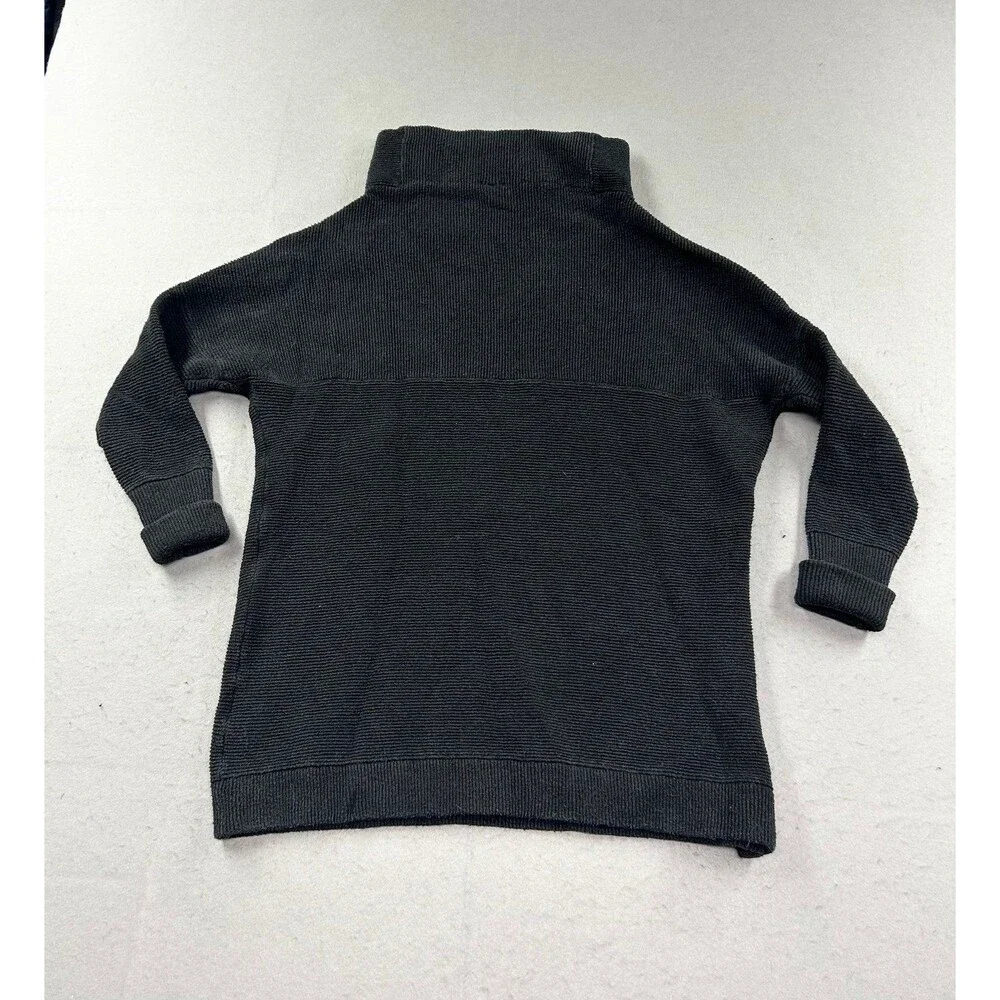 Free People Ottoman Slouchy Ribbed Tunic Sweater Mock Neck Black